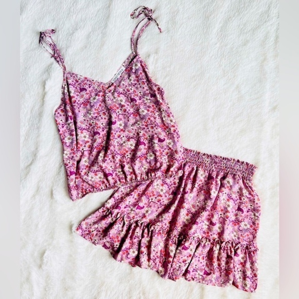 Lola & Grace 2 piece Floral Set Outfit Tank Skirt Medium festival
